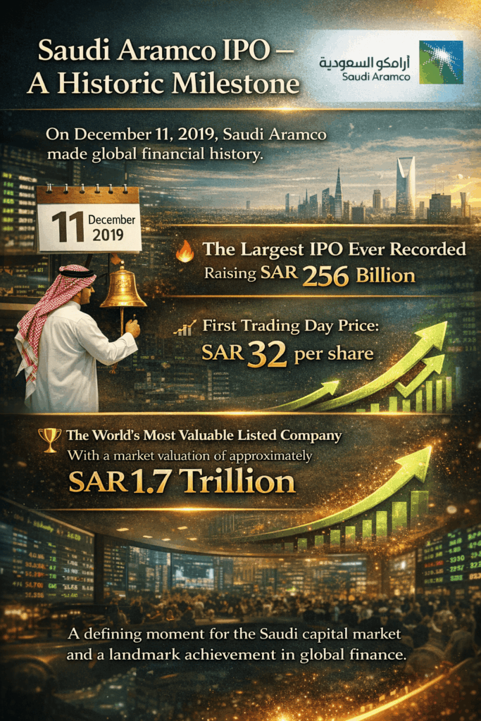 تاريخ إدراج سهم أرامكو في السوق المالية السعودية